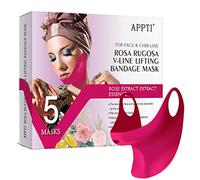 APPTI 5Pcs Rosa V-Line Lifting Bandage Mask, Double Chin Reducer Face Lifting Mask for Women, Cheek & Neck Patch