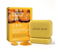 APPTI Turmeric Soap for All Skin Types - Handmade Natural Soap with Olive Oil & Vitamin E, pH Neutral Gentle Care for Face, Body and Hair, 100 g