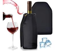 APQ Black Wine Chiller Single Bottle for 2-4 Hours, Pierce-Resistant Wine Bottle Cooler with Elastic Bands, Tapered Nylon Champagne Bottle Chiller