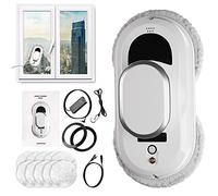 APQ Supply White Automatic Window Cleaner Robot W100, 11.8 x 5.9 x 4.7 Inch with 3 Modes and 10 Cloth Pads. Window Vacuum Cleaner for Windows Without Water Spray. Automatic Glass Cleaner Vacuum, 72dB