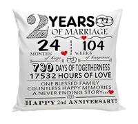Apradas 2nd Wedding Anniversary Cushion Cover Gift for Wife Husband, Cushion Covers 2nd Wedding Cotton for Couples Parent, 2 Years of Marriage Gift Pillow Case for Men Mum Him Her 45 x 45 cm