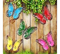 Apradas 5 PCS Metal Butterfly Wall Art Decor Iron Butterfly Wall Sculptures Colorful Metal Butterfly Garden Ornaments Indoor Outdoor Wall Decor