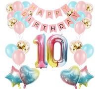 Apradas Baby Girl 10th Tenth Birthday Decorations Gradient Color Balloons & Banner for Baby Showers & Parties