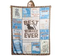 Apradas Cat Lovers Throw Blanket, Cat Themed Gifts for Women, Soft & Cozy Polyester Blanket, 150x130CM (Cat-Blue Brown)