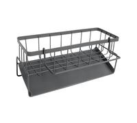 Apradas Kitchen Sink Organiser, Stainless Steel Kitchen Sink Caddy Grey, Self Draining Removable Hanger, Dish Sponge Holder for Bathroom