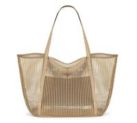 Apradas Mesh Beach Bag Foldable Mesh Beach Bag with Zip Large Tote Bags for Women Ladies Summer Beach Tote Bag for Holiday Pool Travel Grocery