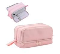 Apradas Pencil Case Large Pencil Case with Compartments Stationery Organize Pencil Pouch with Handle Big Capacity for Kids Teenage Adults (Pink)