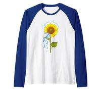 Apraxia Warrior Awareness Sunflower Brain Head Damage Raglan Baseball Tee