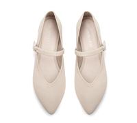 AprCoco Flats for Women Knit Pointed Toe Ballet Flat with Ankle Strap Washable Casual Womens Shoes Comfort Office, Almond, 8 UK