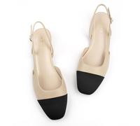 AprCoco Slingback Flats for Women 2.0 Square Toe Two Toned Flats Wedding Shoes Low Heel Shoes for Women, Nude, 3 UK