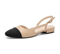 AprCoco Women Slingback Flats 2.0 Square Toe Two Toned Flats for Women Dress Wedding Party Shoes Low Heel Sandals Flats for Women, Nude-01, 6.5 UK