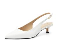 AprCoco Women's Kitten Heels Slingback Pointed Closed Toe Ankle Strap Elegant Women Pumps Shoes for Dating Wedding, White, 5 UK