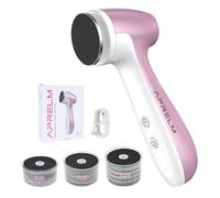 AprElm-E7 Rechargeable Electric Foot Callus Remover with 3-Sizes 120Pcs Sandpaper Discs, Professional 1000RPM 3-Speed Control Electric Foot File (Pink)