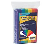 Apremont 100 Pieces Assorted Jumbo Colored Wooden 6 Inches Long Craft Sticks, Rainbow Popsicle Stick, Arts and Crafts, Best for DIY Games Making, Building Designs or Kids Education
