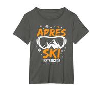 Apres Ski Instructor Funny Quote for Wintersport Lovers T-Shirt, Women's Plus, Asphalt Grey, 5X