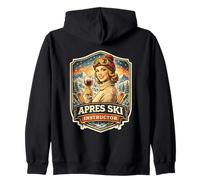 Apres Ski Instructor Funny Skiing Vintage Womens Skier Drink Zip Hoodie