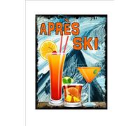 Apres Ski Novelty Metal Wall Sign Skiing Signs Vintage Road Signs High Way Metal Tin Sign for Wall Decor 8x12inches (20x30cm)