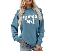 Apres Ski Sweatshirt Womens Crewneck Long Sleeve Shirts Casual Popular Blouses Girls Weekend Winter Sports Sweatshirt