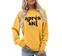 Apres Ski Sweatshirt Womens Crewneck Long Sleeve Shirts Casual Popular Blouses Girls Weekend Winter Sports Sweatshirt