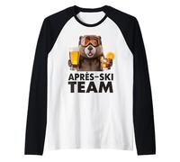 Apres Ski Team Funny Beaver Skiing Beer Cocktail Drinking Raglan Baseball Tee