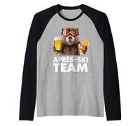 Apres Ski Team Funny Beaver Skiing Beer Cocktail Drinking Raglan Baseball Tee