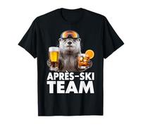 Apres Ski Team Funny Otter Skiing Beer Cocktail Drinking T-Shirt