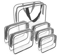 APREUTY 6 Packs Clear Makeup Bags, TSA Approved Toiletry Bags Set, Gray