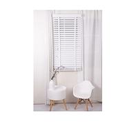 Aprica Venetian Shutter Faux Wood PVC Window Blinds with Wooden Grain Finish - Colour White with Tape Joins and 50mm Depth Slats - Trimmable (Width: 150cm / Drop: 200cm)