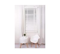 Aprica Venetian Shutter Window Blinds - Faux Wood With String Join Slats - Colour WHITE for Home Office Bedroom Easy Fit and Trimmable (Width: 150cm / Drop: 160cm)