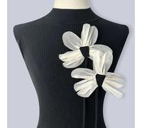 (apricot) 2pcs Handmade Collar Flower 13cm Lapel Pins Jewelry Accessories Flower Brooch Pins Wedding Party