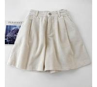 (apricot, 2XL) High-Waisted Retro Corduroy A-Line Shorts for Women - 2023 Autumn/Winter Collection