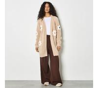 Apricot 3D Daisy Embroidered Open Cardigan STONE XL