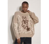 Apricot Abstract Cornely Flower Chunky Jumper STONE LARGE