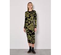 Apricot Abstract Flower Knitted Midaxi Dress In Black Black 10