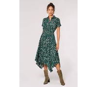 Apricot Women's Abstract Print Shirt Midi Dress in Green | Size: 8