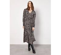 Apricot Abstract Print Tiered Midaxi Dress In Black Black 10