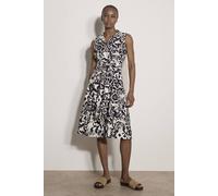 Apricot Abstract Tile Crepe Shirt Midi Dress In Navy Navy
