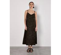 Apricot Animal Print Crepe Maxi Slip Dress In Khaki Khaki 8