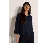 Apricot Applique Flowers Cropped Shirt In Navy