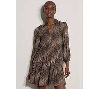 Apricot Apricot Animal Spots Smocked Mini Dress, Brown, Size S, Women Brown
