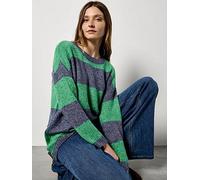 Apricot Apricot Big Stripe High Low Jumper, Navy, Size L, Women Navy