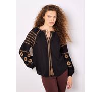 Apricot Aztec Embroidered Blouse In Black Black 8