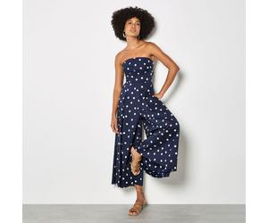 Apricot Bandeau Polka Dot Jumpsuit BROWN 2XL