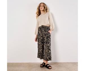 Apricot Batik Leaf Belted Culotte Trousers BLACK SIZE 10