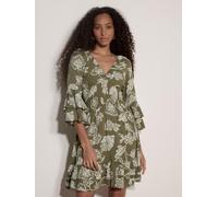 Apricot Bell Sleeve Smocked Waist Dress, Green, Size Xs, Women Green