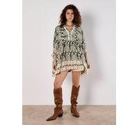 Apricot Block Print Oversized Shirt In Khaki Khaki 12