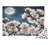 Apricot Blossom Adult Puzzle for Decompression: White Blossoms at Night Educational Game Challenge 1000 Piece 70x50cm/1000pcs