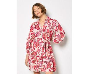 Apricot Boho Painterly Sarsa Prnt Dress, Pink, Size S, Women Pink