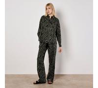 Apricot Bold Leaf Linen Mix Shirt KHAKI,BLACK SIZE 10