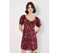 Apricot Botanical Floral Smocked Mini Dress In Burgundy Burgundy 8